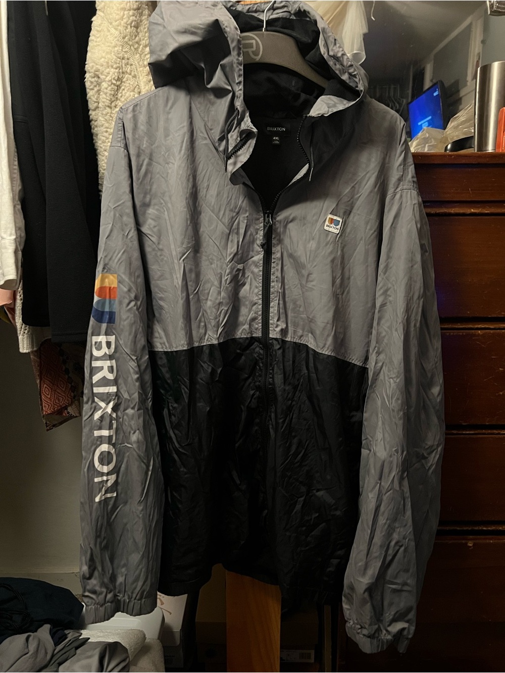 Brixton Two-Tone Gray and Black Hooded Windbreaker